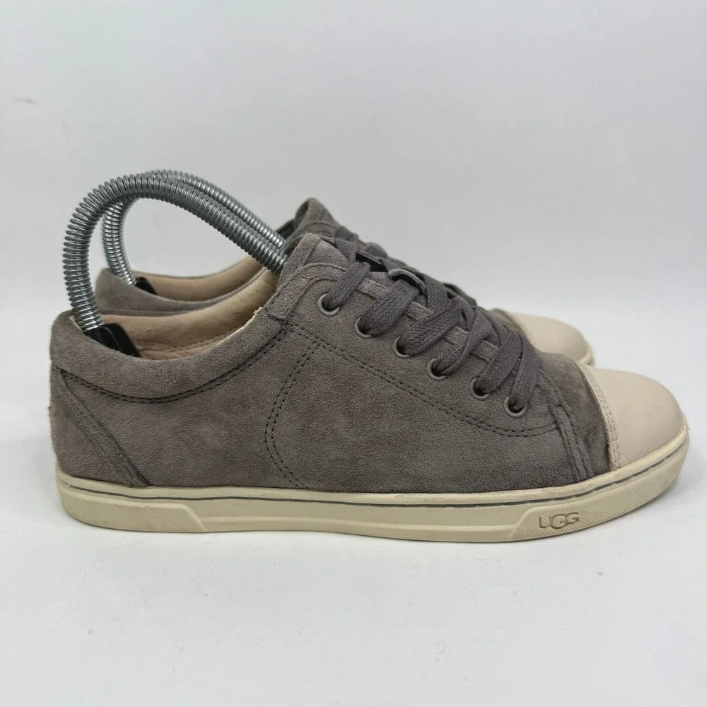 UGG Australia Womens 7 Grey Suede Low Top Lace Up Sneakers 1010638 - Picture 3 of 8